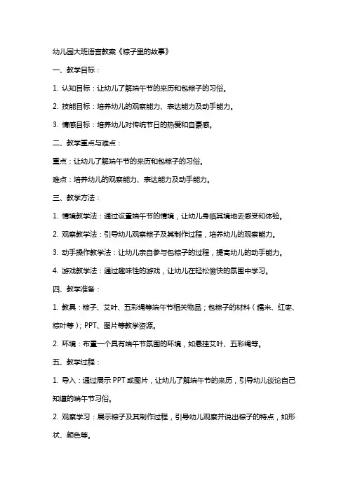 幼儿园大班语言教案《粽子里的故事》