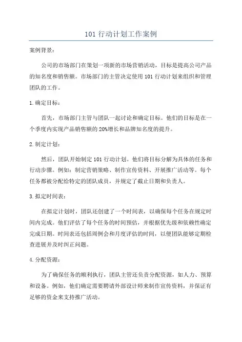 101行动计划工作案例