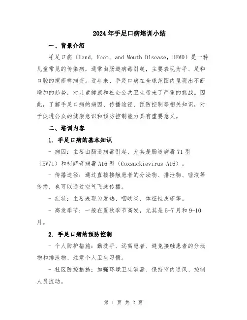 2024年手足口病培训小结