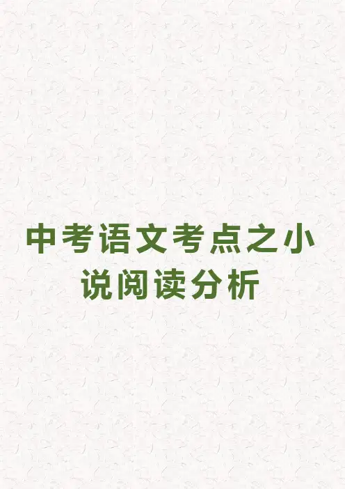 中考语文考点之小说阅读分析