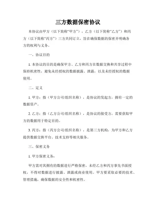 三方数据保密协议