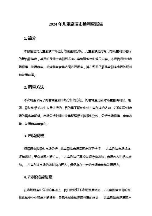 2024年儿童剧演市场调查报告