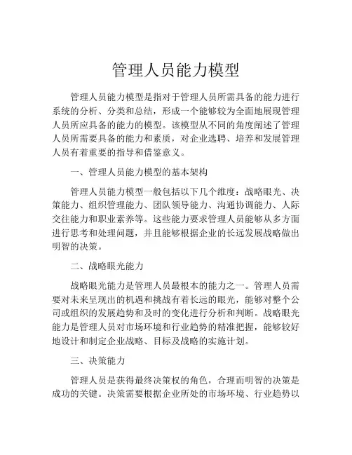 管理人员能力模型