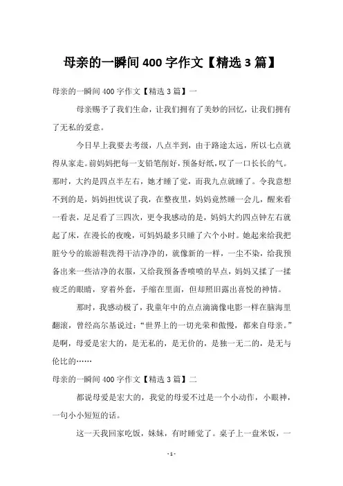 母亲的一瞬间400字作文【3篇】