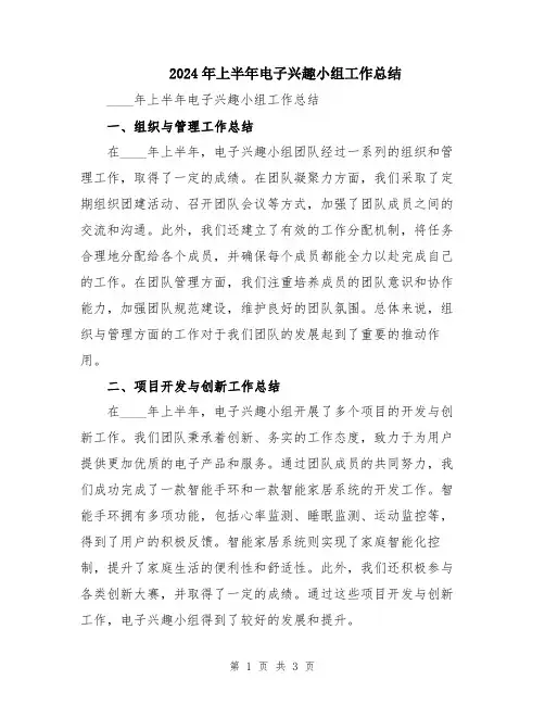 2024年上半年电子兴趣小组工作总结