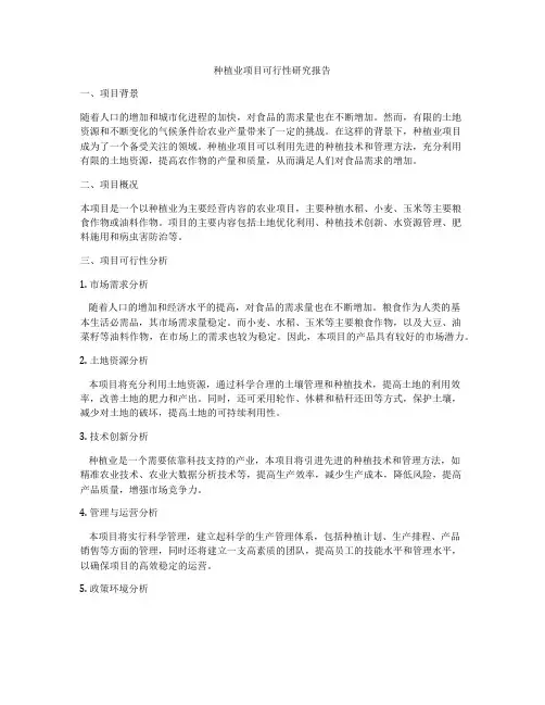种植业项目可行性研究报告