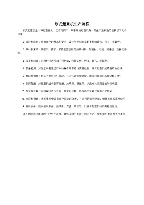 欧式起重机生产流程