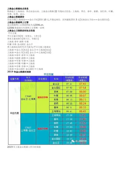 金山铁路22号线最新时刻表