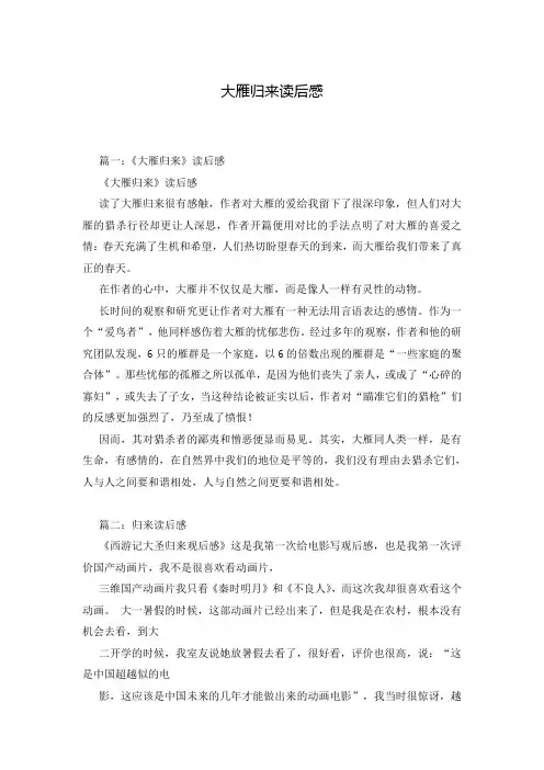 大雁归来读后感