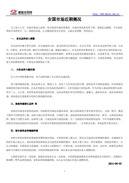 安国市场近期概况