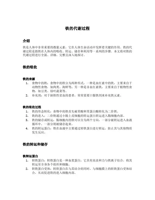 铁的代谢过程