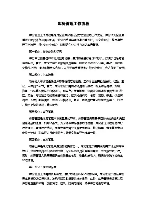 库房管理工作流程