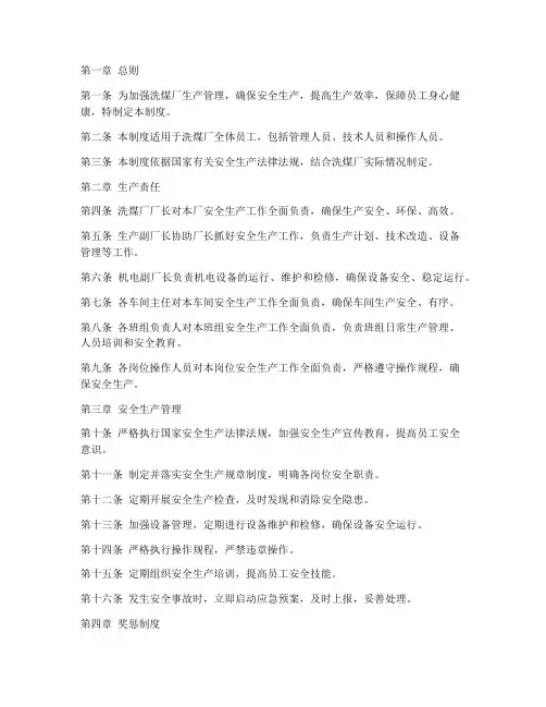 洗煤厂生产责任制度范本