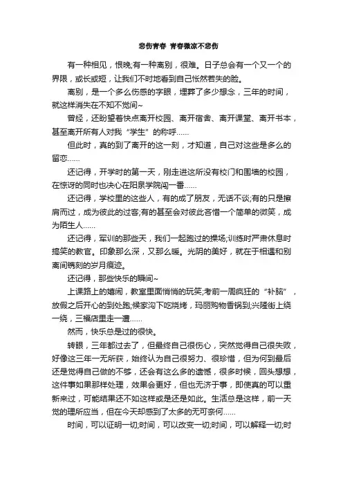 散文：悲伤励志青春散文3篇