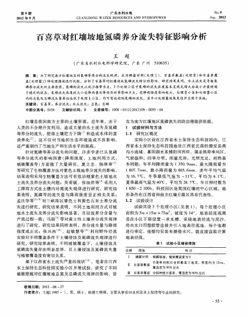 百喜草对红壤坡地氮磷养分流失特征影响分析