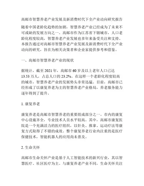 高邮市智慧养老产业发展及新消费时代下全产业动向研究报告