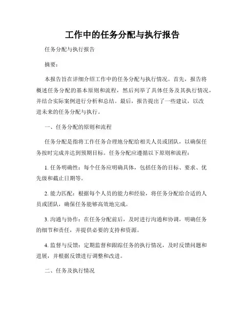 工作中的任务分配与执行报告