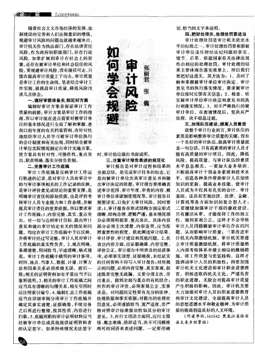 如何学会规避审计风险
