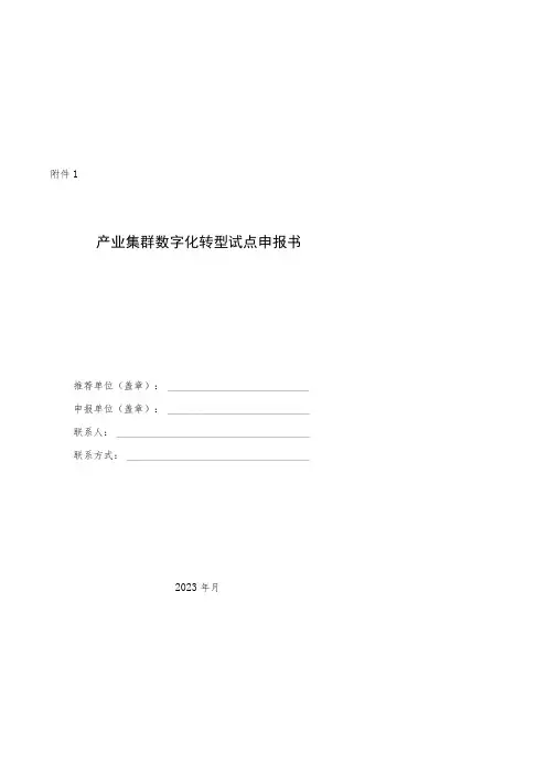 产业集群、中小企业数字化转型试点申报书、省级竞争性评审评分标准