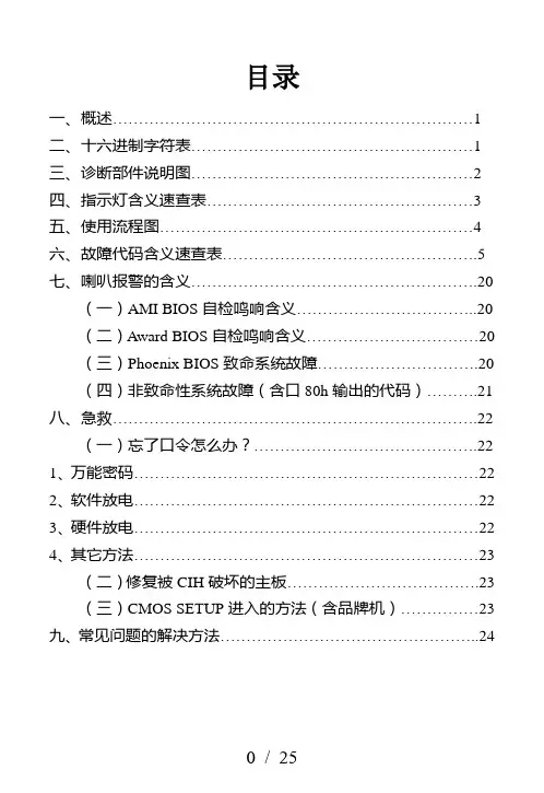 诊断卡的详细说明及常见故障解决