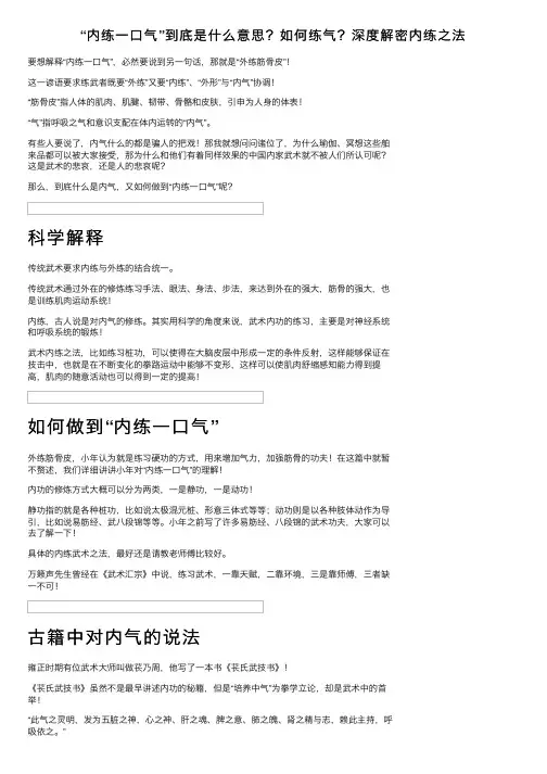 “内练一口气”到底是什么意思？如何练气？深度解密内练之法