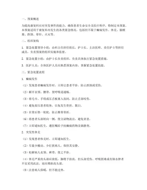 康复科紧急处置预案