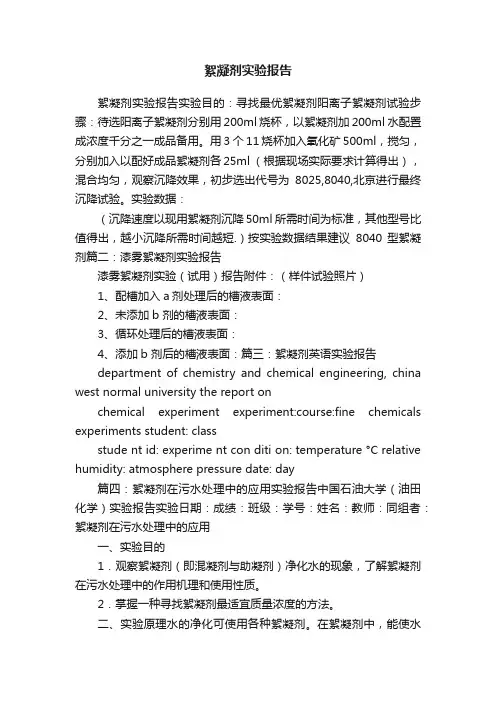 絮凝剂实验报告