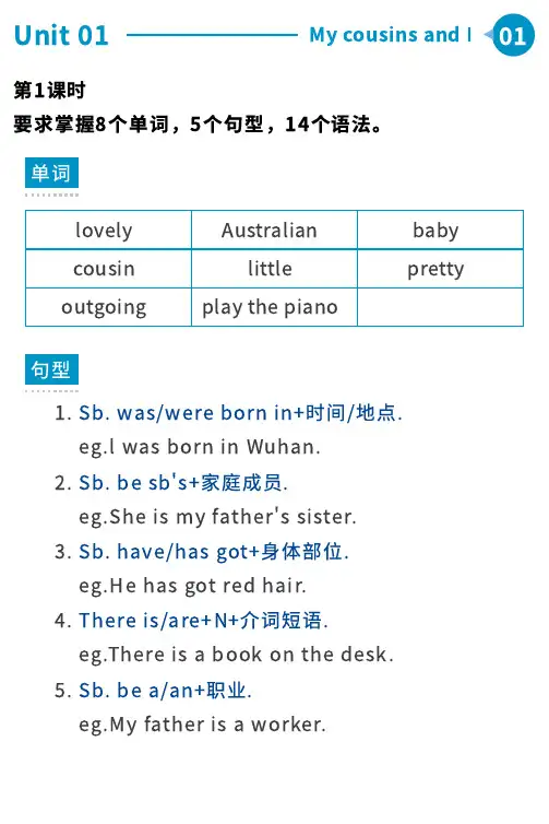 JOIN IN六年级下册英语课本知识点总结(Unit 1 My cousins and I)