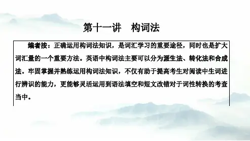 高中英语教学竞赛公开课、高考复习课件—— 第十一讲 构词法