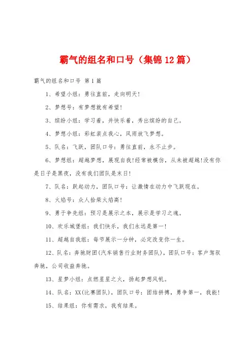 霸气的组名和口号(集锦12篇)
