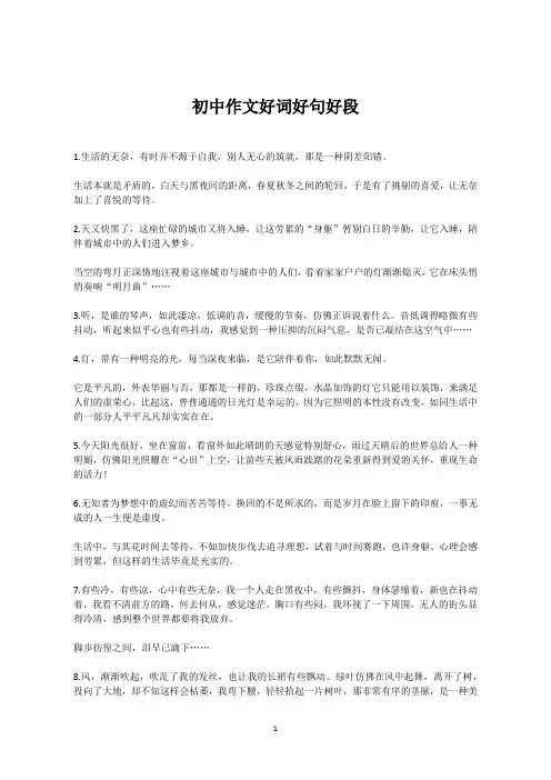 初中作文好词好句好段