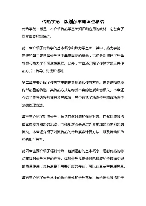 传热学第二版刘彦丰知识点总结
