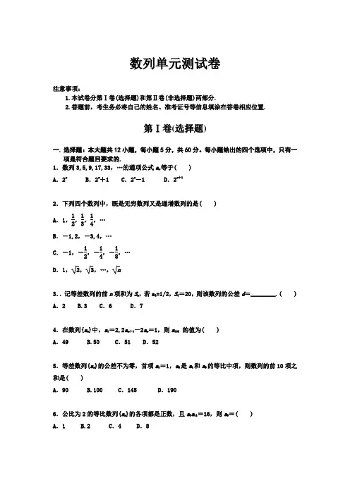 (完整版)数列单元测试卷含答案