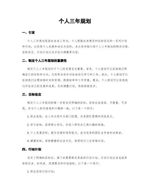 个人三年规划