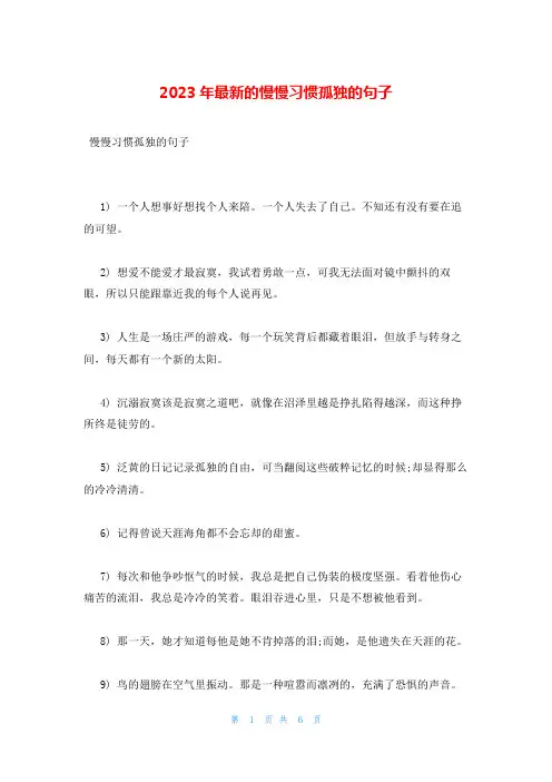 2023年最新的慢慢习惯孤独的句子