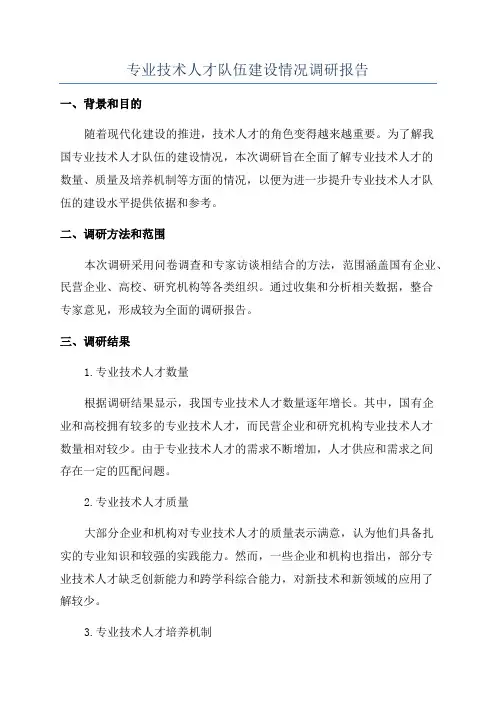 专业技术人才队伍建设情况调研报告