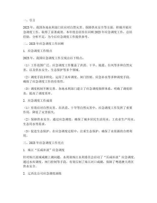 应急调度年度总结