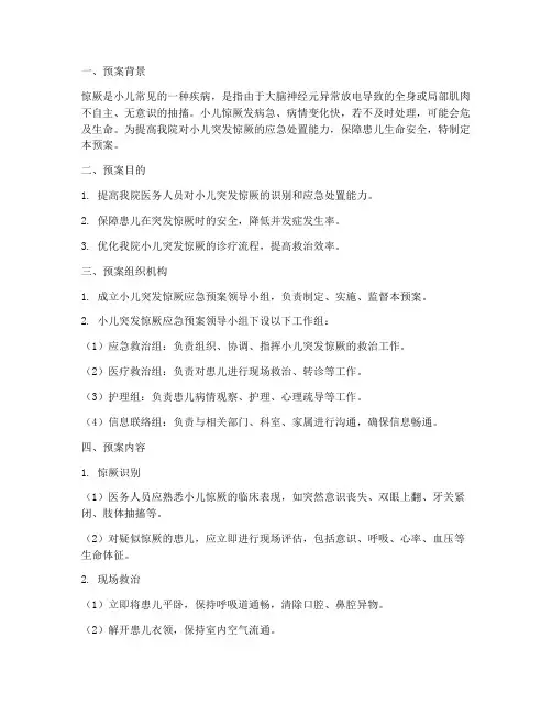 小儿突发惊厥应急预案