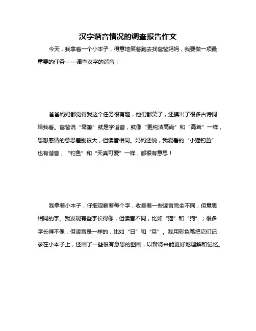 汉字谐音情况的调查报告作文