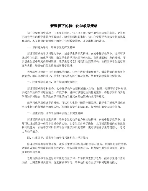 新课程下的初中化学教学策略
