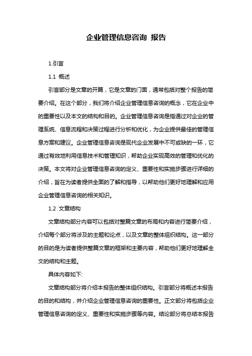 企业管理信息咨询 报告