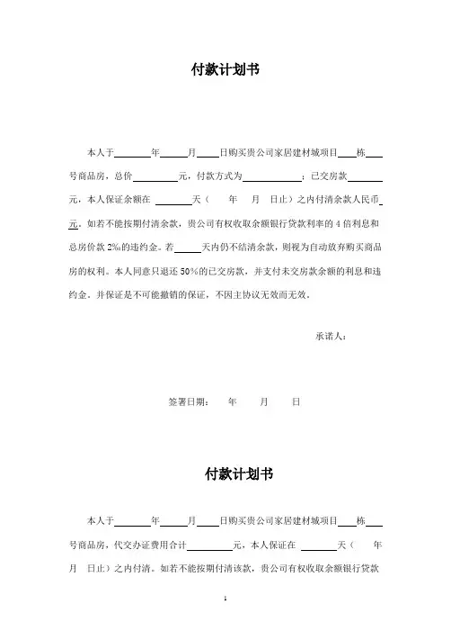付款计划书