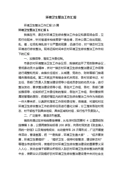 环境卫生整治工作汇报