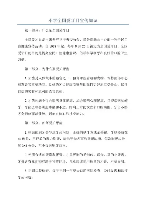 小学全国爱牙日宣传知识