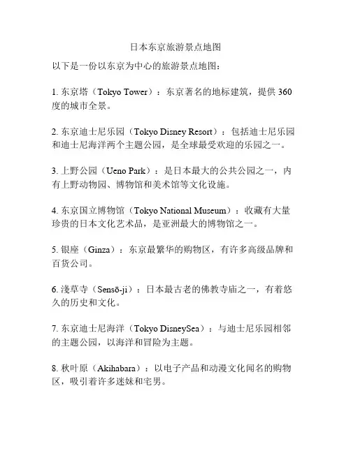 日本东京旅游景点地图