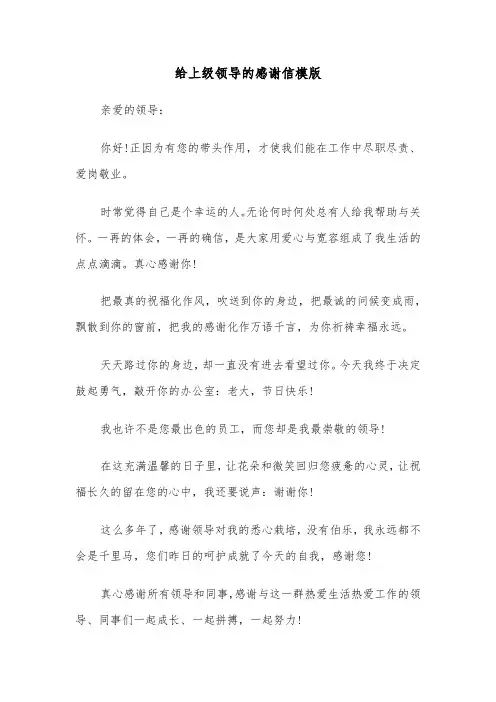 给上级领导的感谢信模版（四篇）