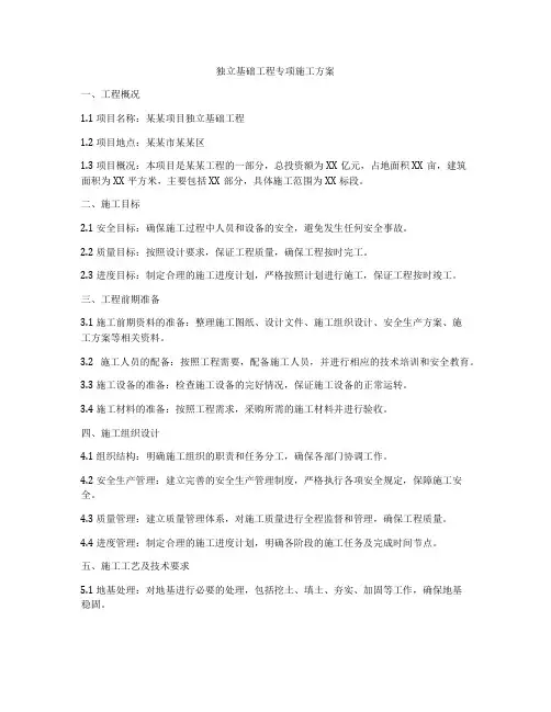 独立基础工程专项施工方案