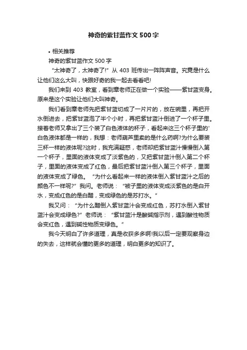 神奇的紫甘蓝作文500字