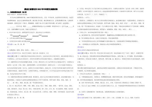 黑龙江省绥化市2022年中考语文真题试卷(附真题解析)