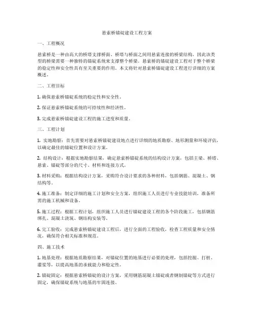 悬索桥锚碇建设工程方案